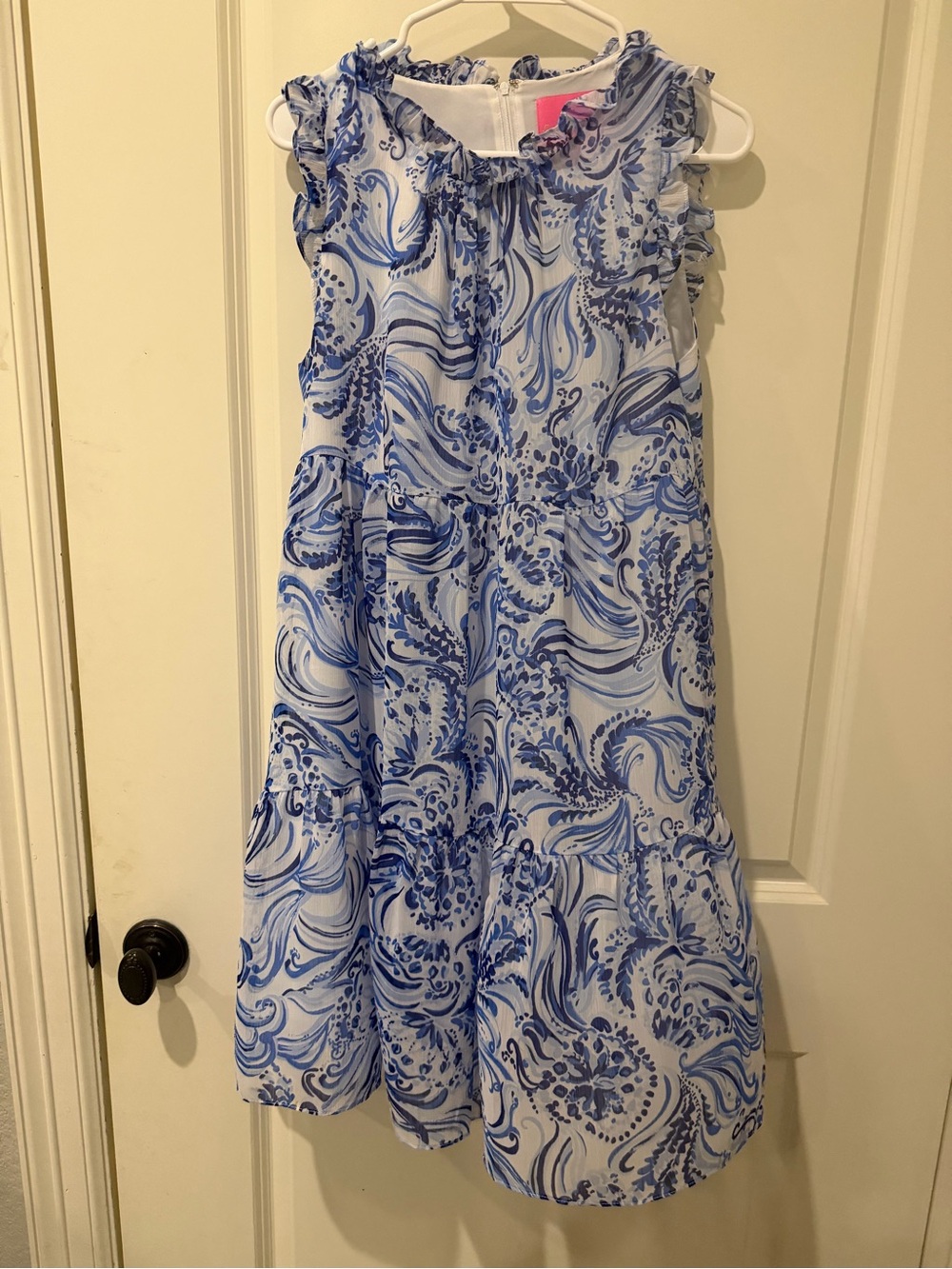 Lilly Pulitzer Blue and White Ruffle Sleeve Sundress
